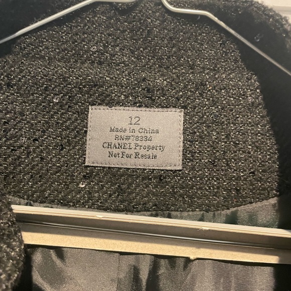 Chanel Black Tweed Sequin employee Uniform Jacket 12 - Picture 2 of 12